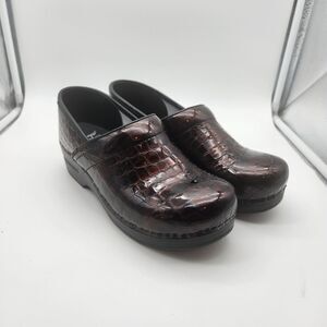 Dansko Professional Clogs Croc Patent Leather Brown Womens EUR 40 US 9.5